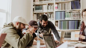 Small business owners communicating with a virtual assistant